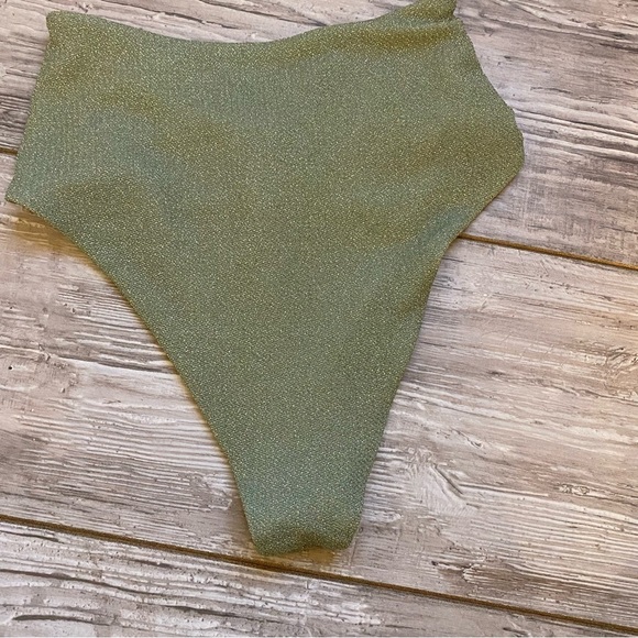 New! Beach Riot zuri twist front shimmer bikini bottom emerald 14071 - Picture 10 of 14